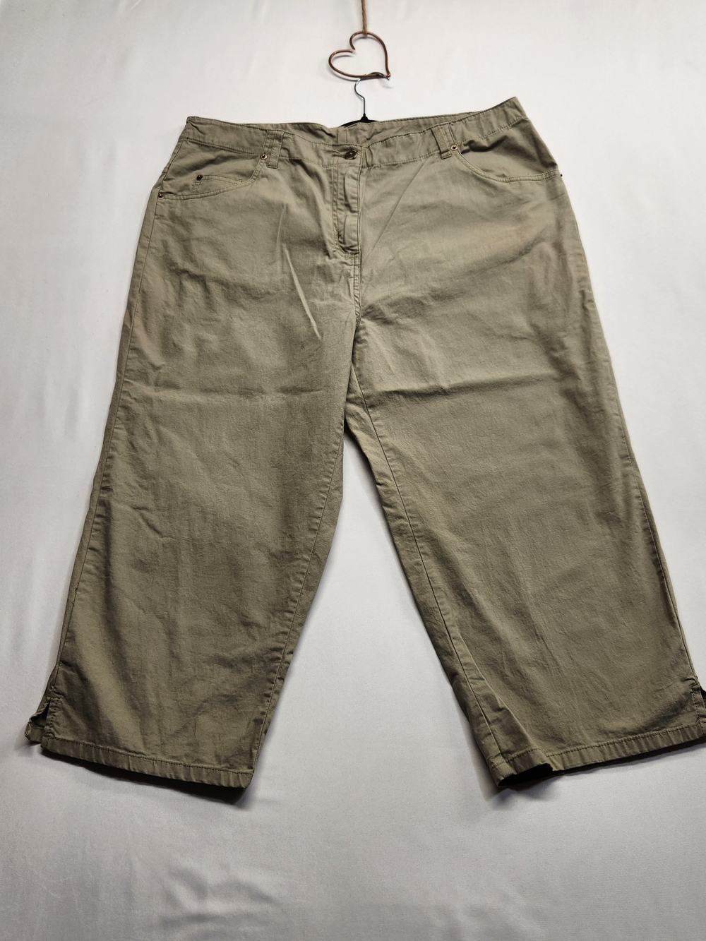 ⭐️Classic Elements Khaki Cropped Wide Leg Utility Capri Pants Chino Stretch 16W